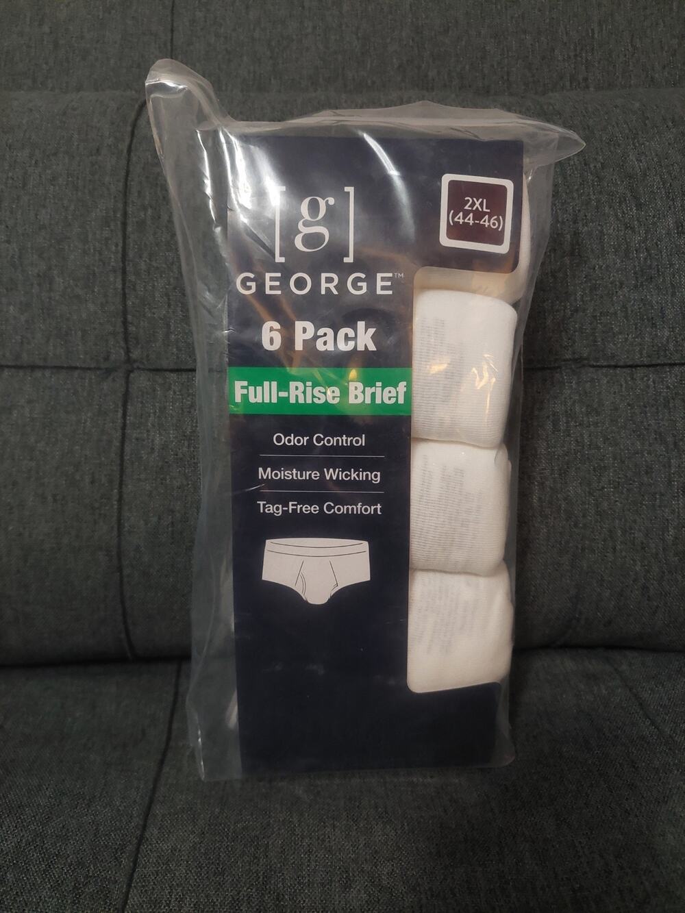 George Men's White Full Rise Briefs Underwear 6-Pack Size 2XL (44 - 46) ~ New